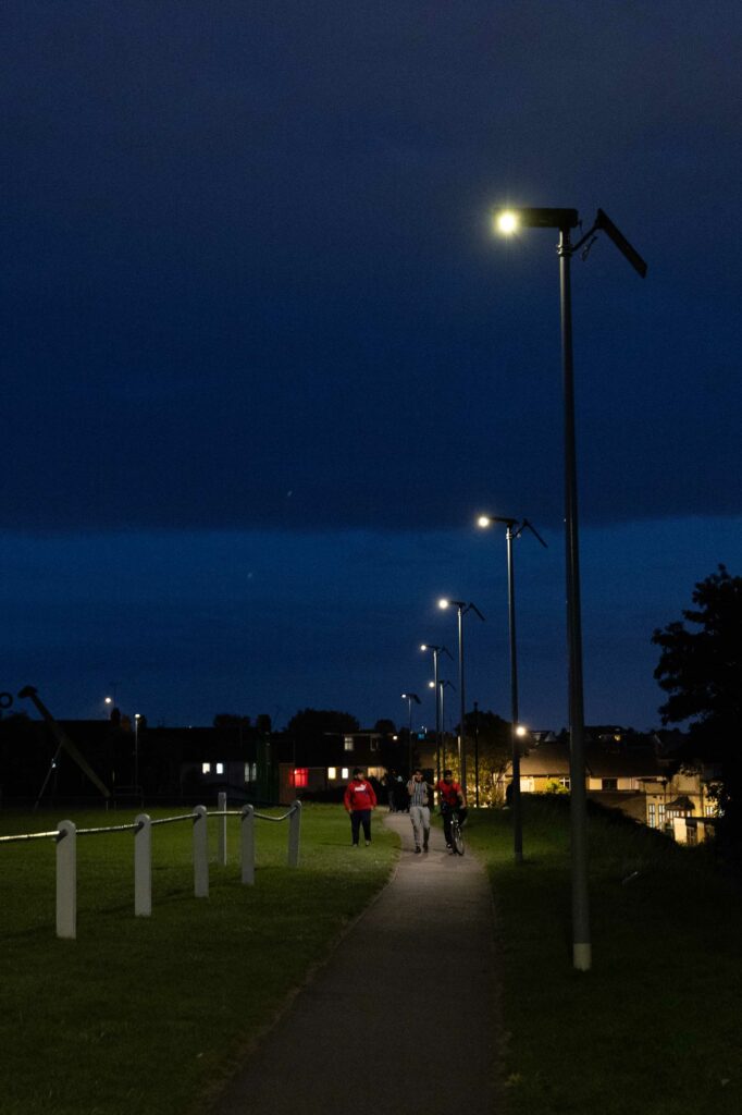 solar street lighting at Kingsway Recreation Ground, Luton
